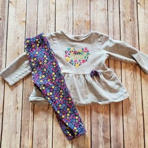 Gray peplum and floral legging outfit